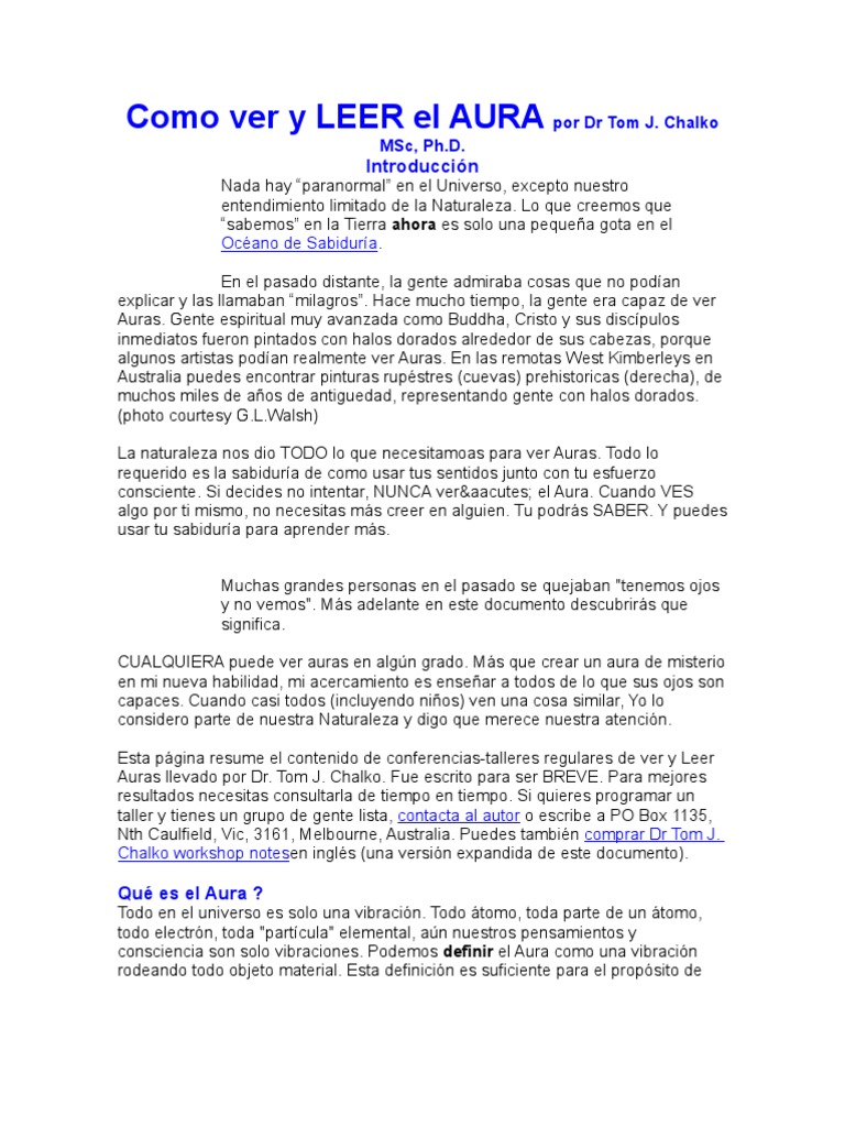 Como Ver y LEER El AURA PDF Aura (paranormal) Percepción visual