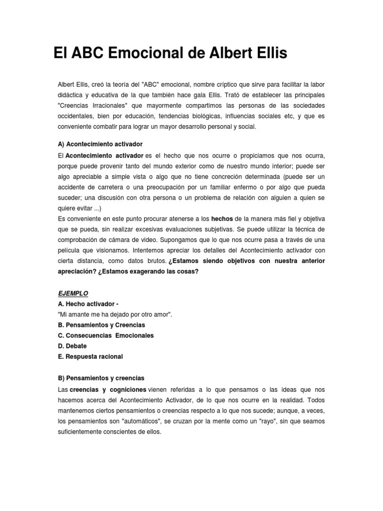 ABC Emocional de Albert Ellis | PDF | Terapia racional de ...