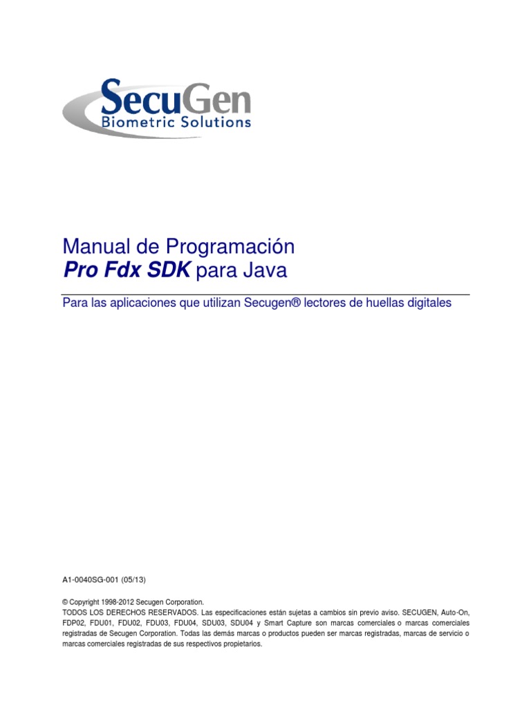 Manual de Programación FDX SDK Pro (Java) SG1-0040A-001 | PDF ...