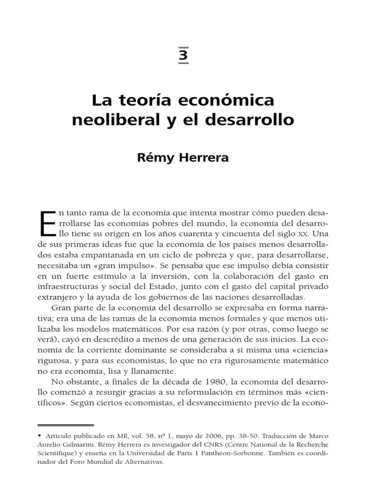 Neoliberalismo y economía del desarrollo | PDF | Finanzas y dinero ...