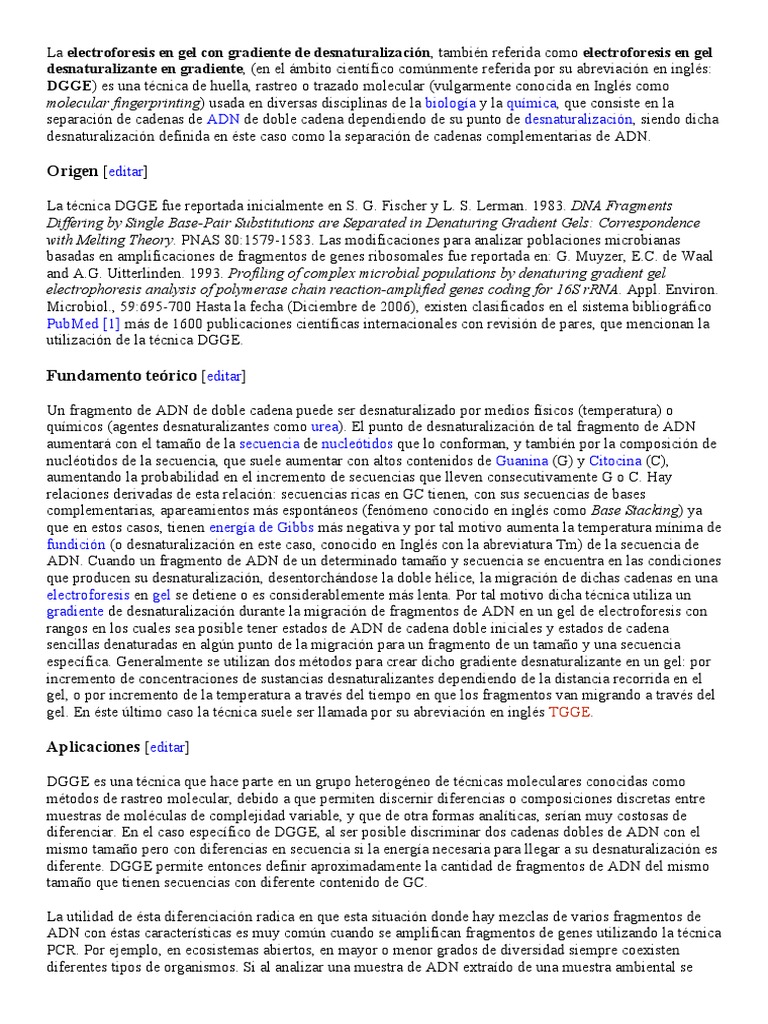 La Electroforesis en Gel Con Gradiente de Desnaturalización PDF