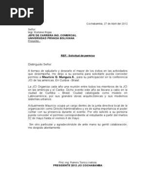 Como Redactar Una Carta De Permiso Para Faltar Al Trabajo Para Trabajadores