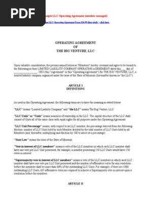 Sample Operating Agreement-llc