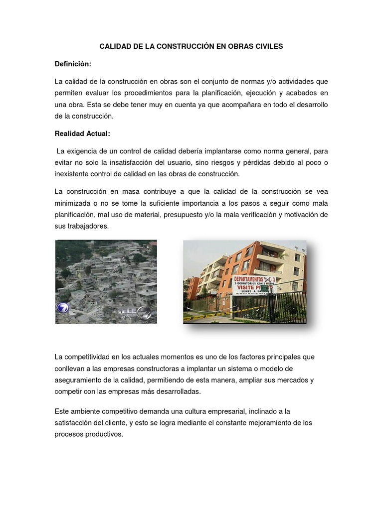 Control de Calidad en Obras Civiles | PDF | Calidad (comercial ...