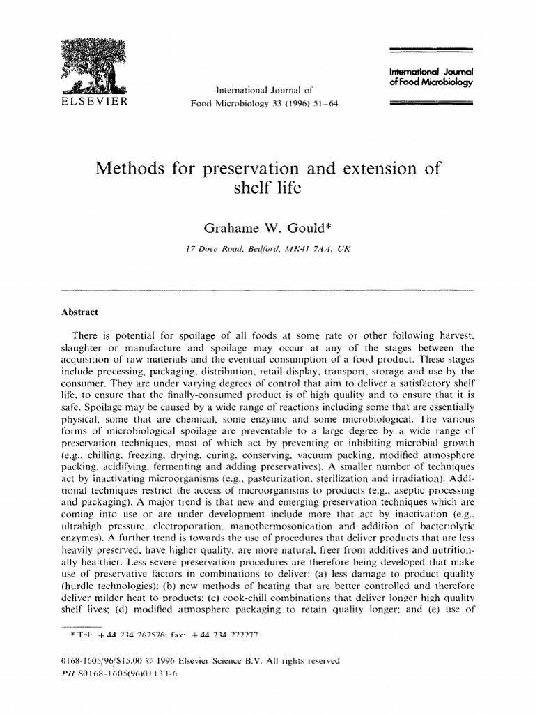 Methods For Preservation and Extension of Shelf Life PDF