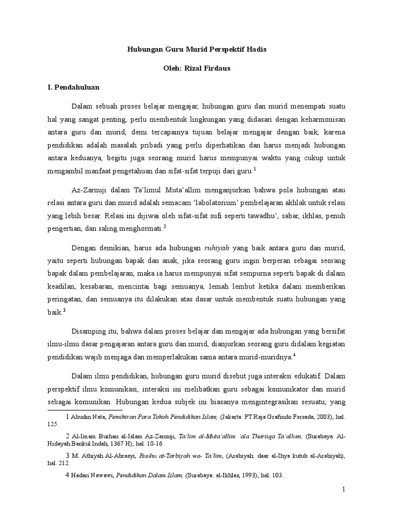 Hubungan Guru Murid Perspektif Hadis Pdf