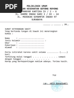 Contoh Surat Keterangan Sakit