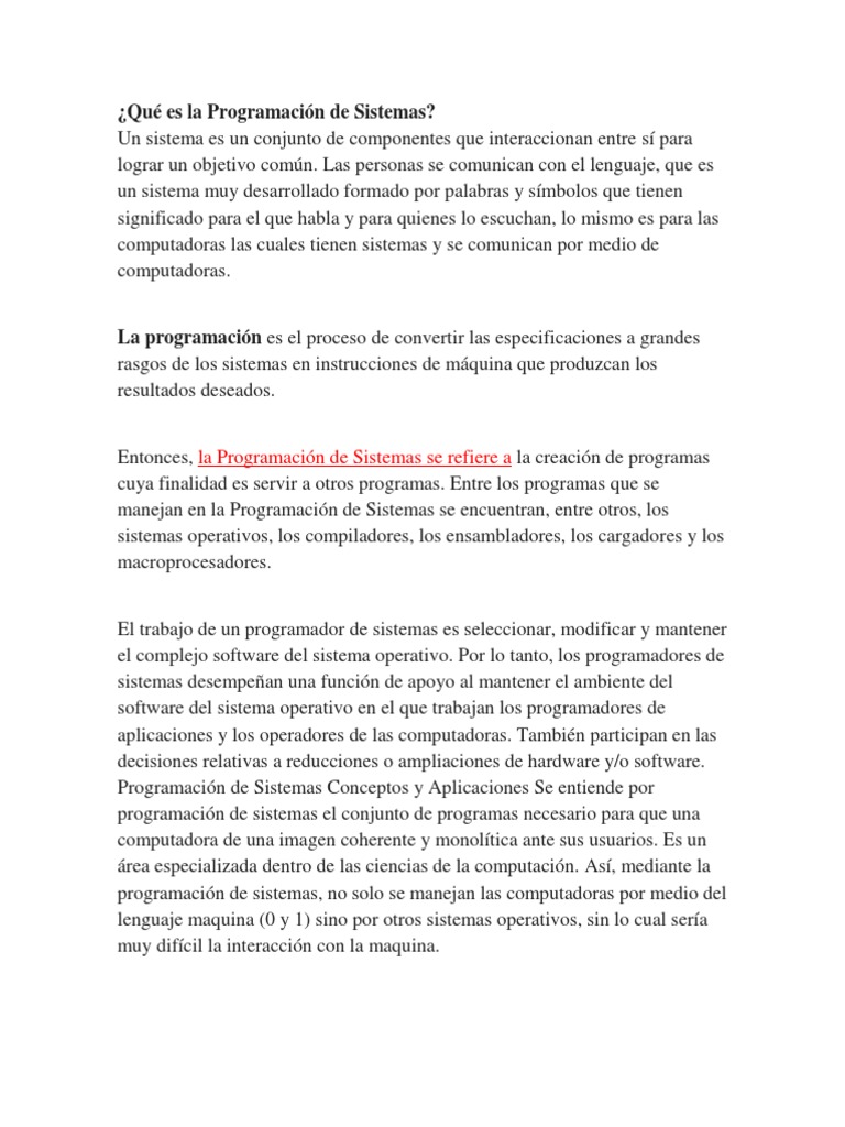 1.1 Que Es y Estudia La Programacion de Sistemas PDF Programación