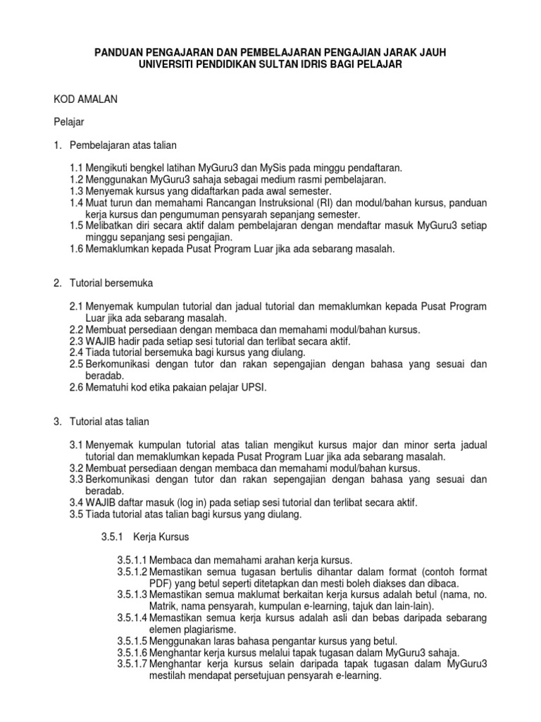 Panduan P P Ppg Pjj Upsi Pelajar Pdf