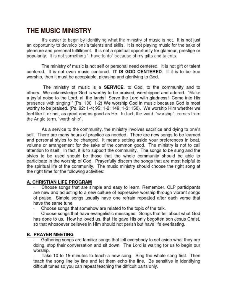 The Music Ministry Worship Contemporary Worship Music