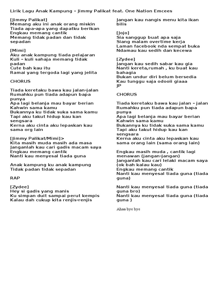 Lirik Lagu Anak Kampung Pdf
