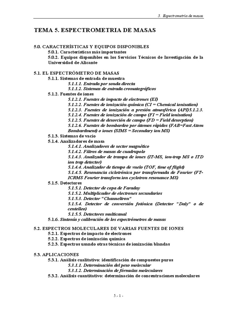 Espectrometría de Masas: Equipos y Aplicaciones | PDF | Espectrometría ...