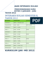 Pelaksanaan Interaksi Kuliah PPG Semester II-2012