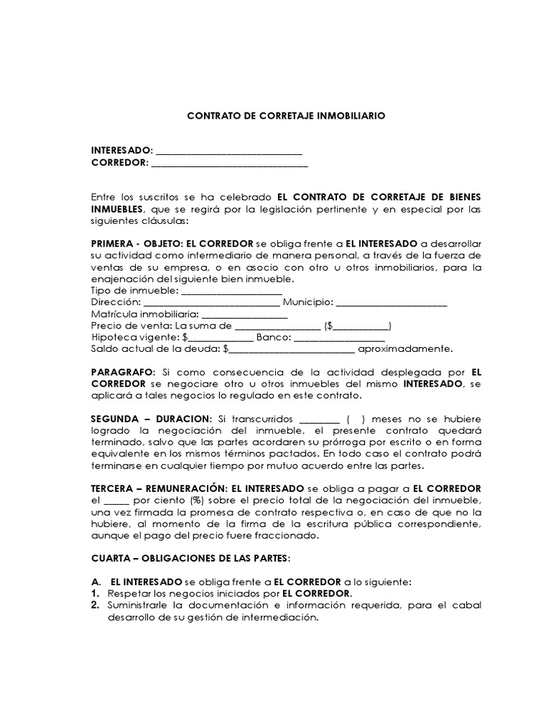 Modelo de Contrato de Corretaje | PDF | Gobierno | Economias