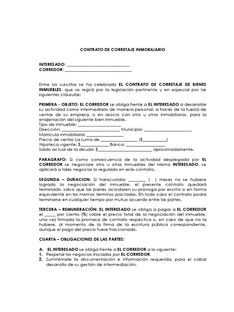 Modelo de Contrato de Corretaje PDF | PDF | Gobierno | Economias