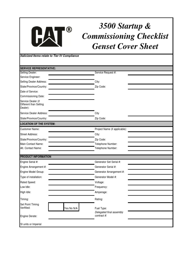 3500 Series Generator Commissioning Checklist | PDF | Turbocharger ...