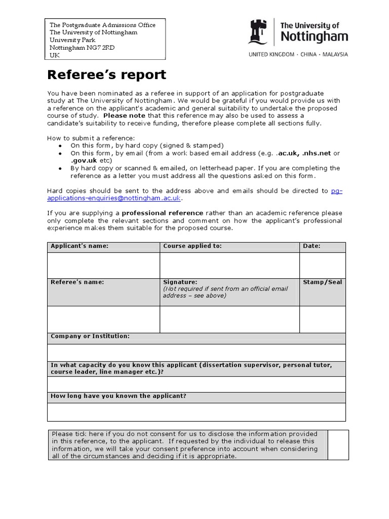 Postgraduate Reference Form Guide | PDF | Postgraduate Education | Academia