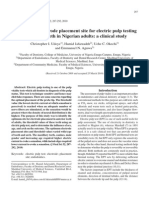 Appropriate Electrode Placement Site For Electric Pulp Testing of Anterior Teeth in Nigerian Adults: A Clinical Study