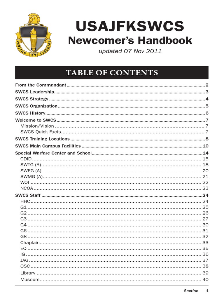 SWCS Newcomer's Handbook Overview | PDF | Special Forces (United States ...