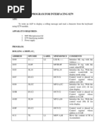 Program For Interfacing 8279: 1. 8085 Microprocessor Kit 2. 8279 Interfacing Module 3. Power Supply