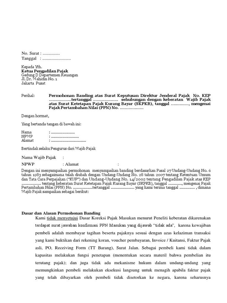 Contoh Surat Banding Pdf