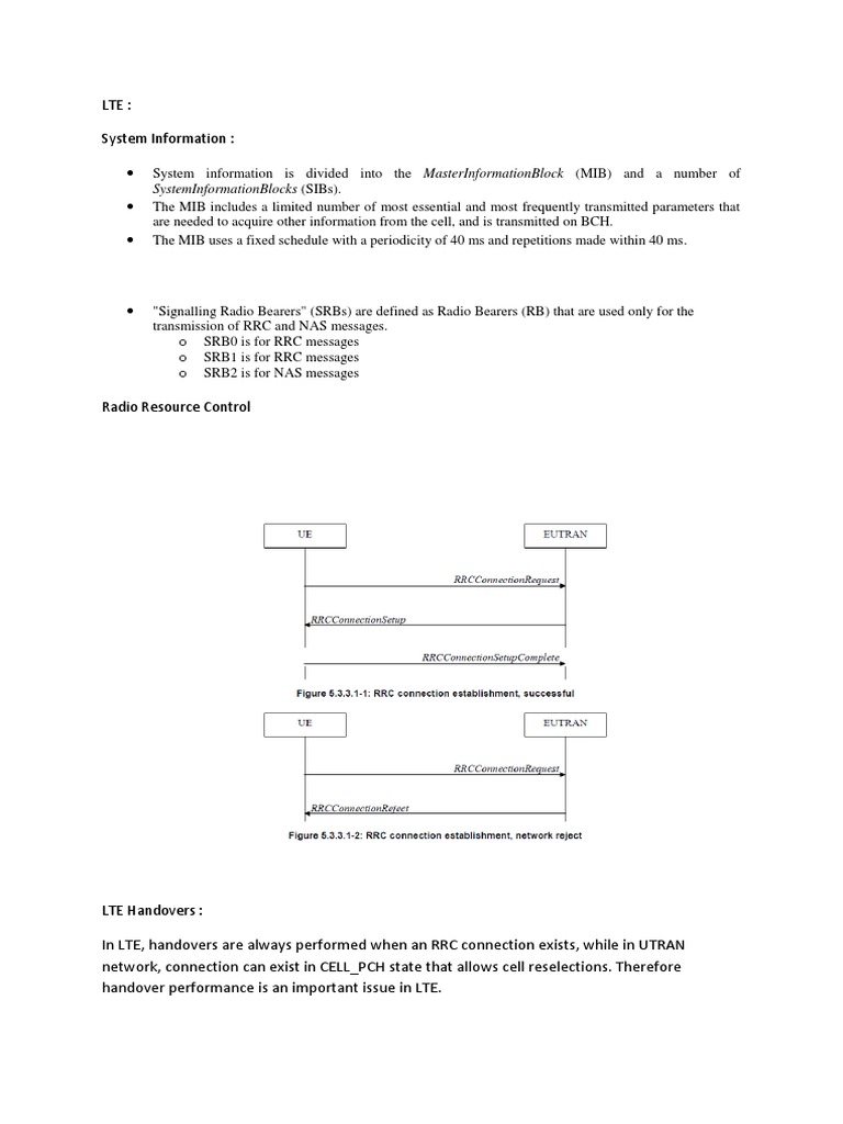 LTE System Information and Handover Criteria | PDF
