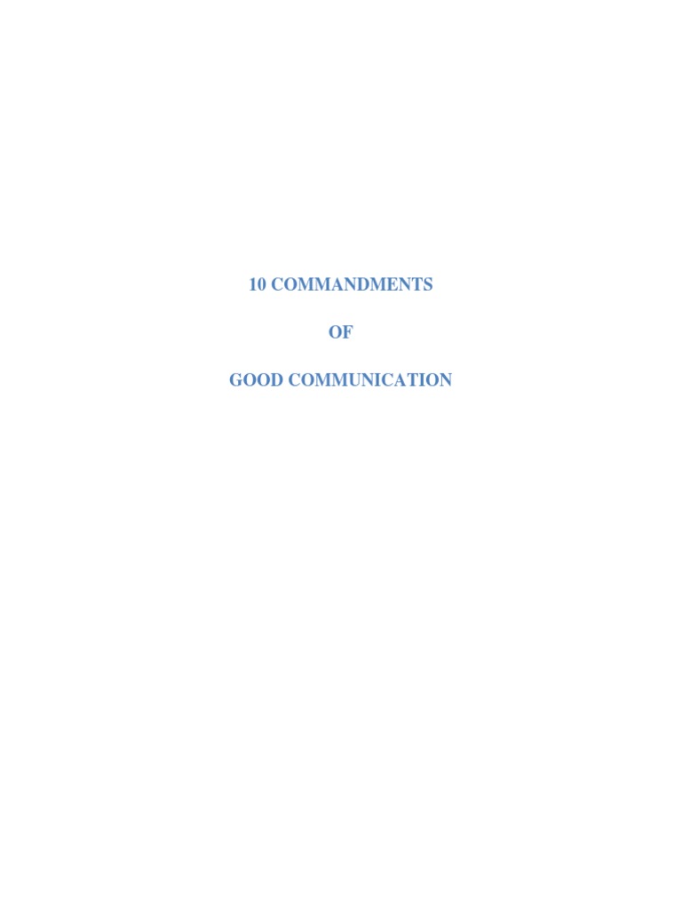 Ten Commandments of Communication | PDF | Disability | Communication