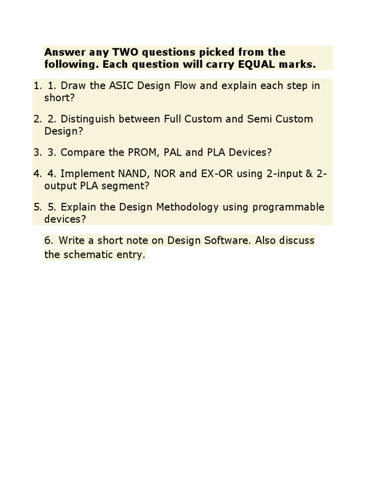 Answer Any TWO Questions Picked From The Following. Each Question Will ...