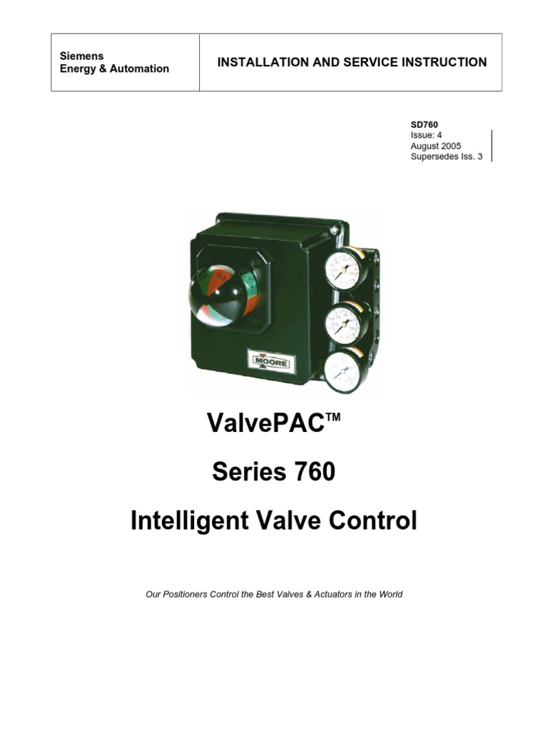 Valvepac Series 760 Intelligent Valve Control: Installation and Service ...
