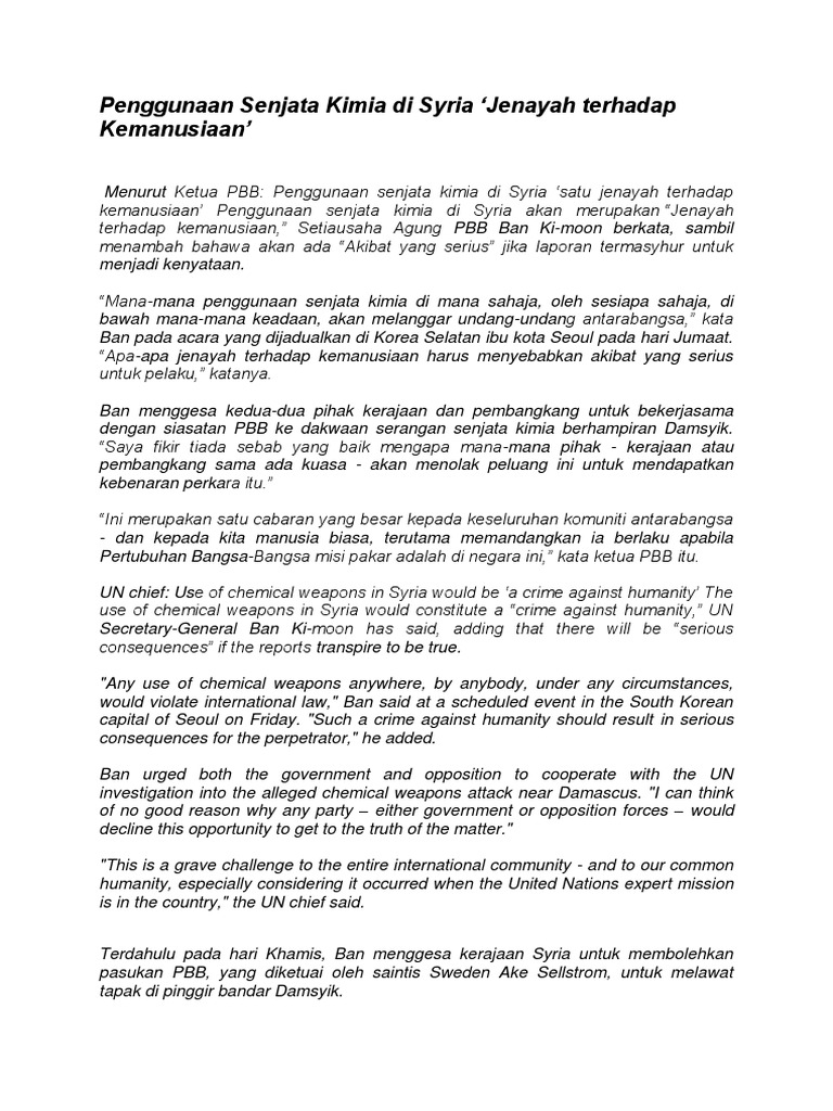 Penggunaan Senjata Kimia Di Syria Pdf
