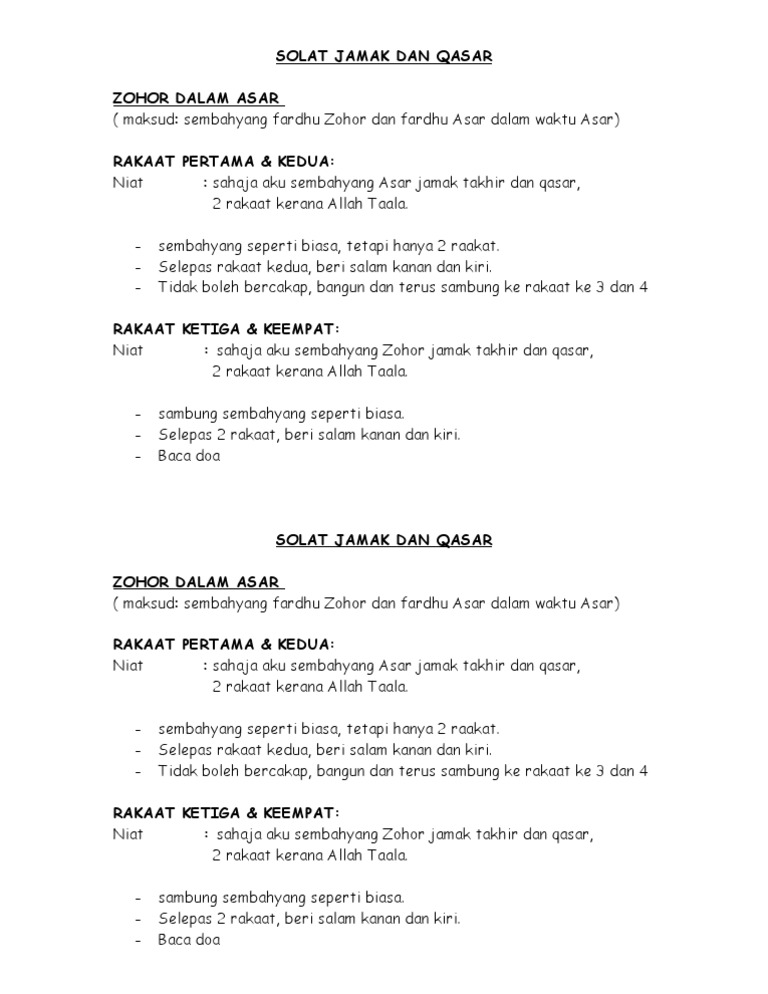 Solat Jamak Dan Qasar Pdf