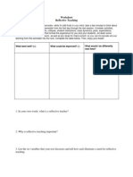 Reflective Teaching Worksheet