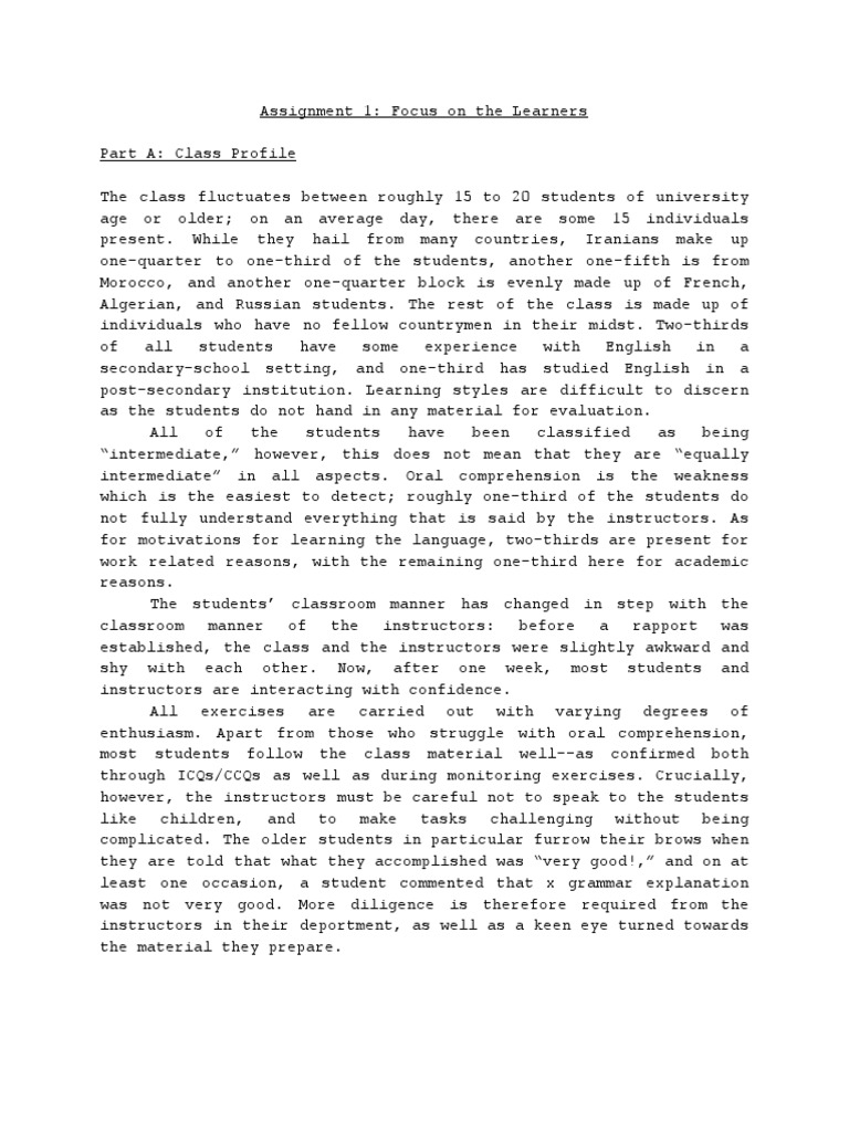 Celta assignment 1 language related task picture