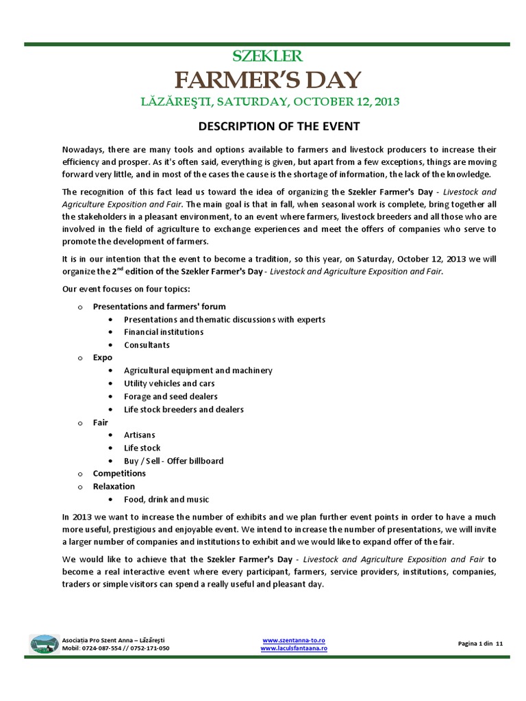 Farmers Day Description Sponsor Agriculture