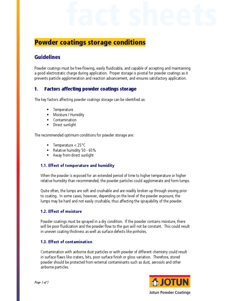 Proper Storage Conditions for Powder Coatings Guidelines for