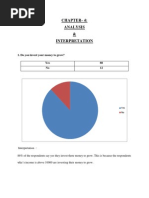 Chapter-4: Analysis & Interpretation: 1. Do You Invest Your Money To Grow? Yes 88 No 12