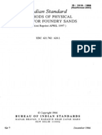 Indian Standard: Methods of Physical Tests For Foundry Sands (