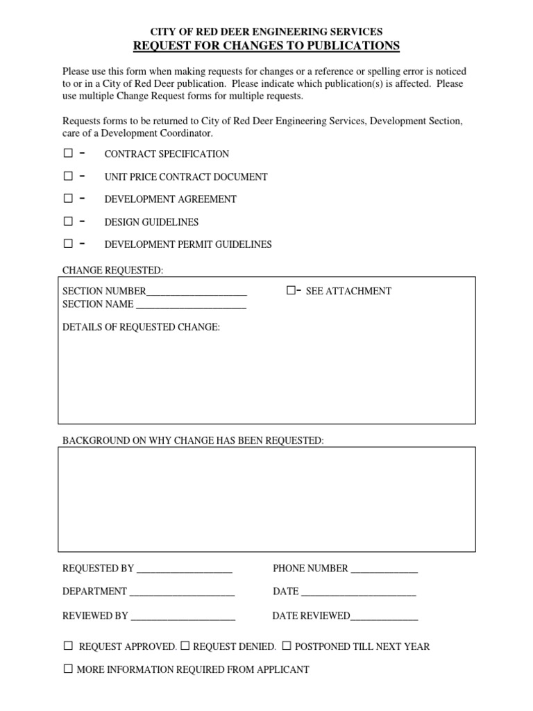 Change Request Form | PDF