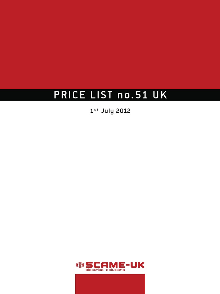 SCAME Price List 2012 UK PDF Electrical Connector Ac Power Plugs