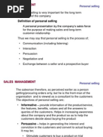 Definition of Personal Selling: Sales Management