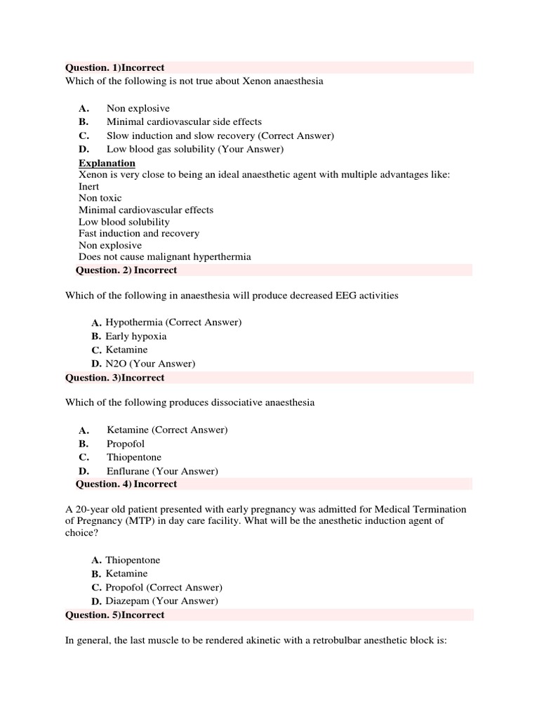 Question Anest PDF Anesthesia Pain