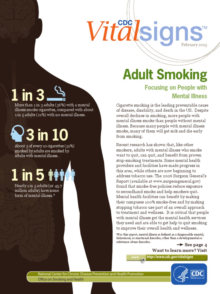 Fact Sheet Mental Illness and Smoking Tobacco Smoking Smoking Cessation