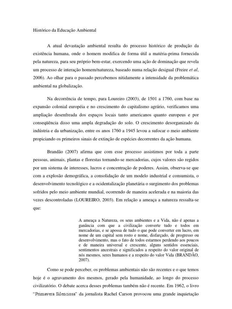 Histórico Da Educação Ambiental | PDF | Movimento ambientalista | Brasil