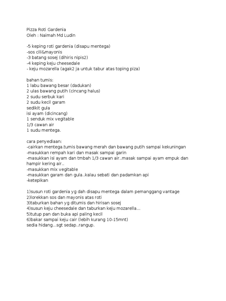 Pizza Roti Gardenia | PDF