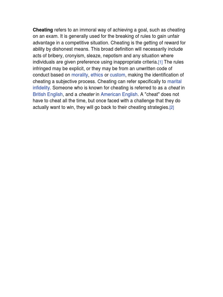 Understanding Cheating and Its Implications | PDF