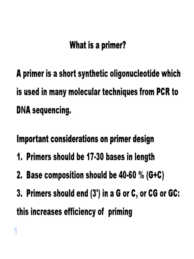 Primer Design FInal PDF Primer (Molecular Biology) Polymerase