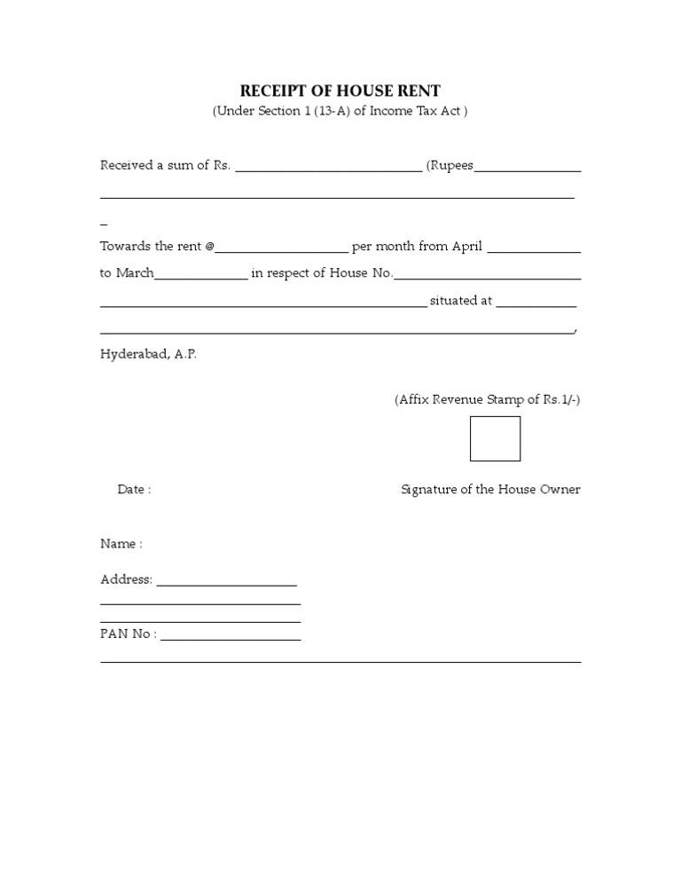 house rent receipt format 252