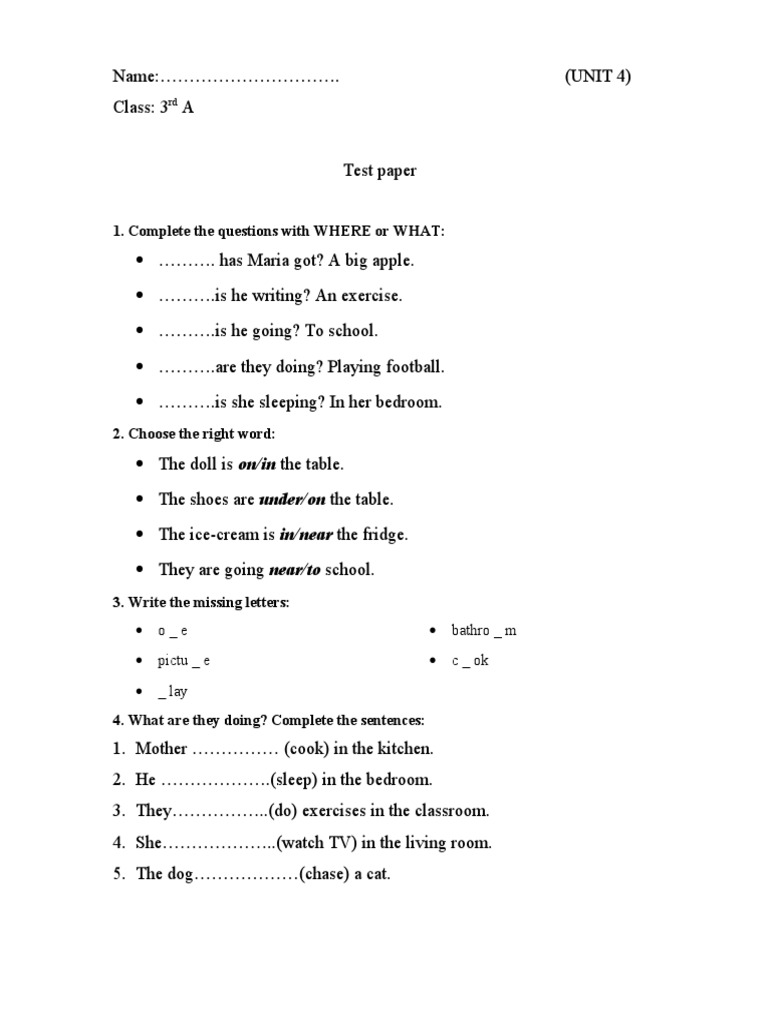 3rd Grade English Test Paper | PDF | Language Arts & Discipline | Self ...