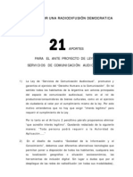 Medios Audiovisuales - Aportes Al Anteproyecto de Ley 21 Puntos