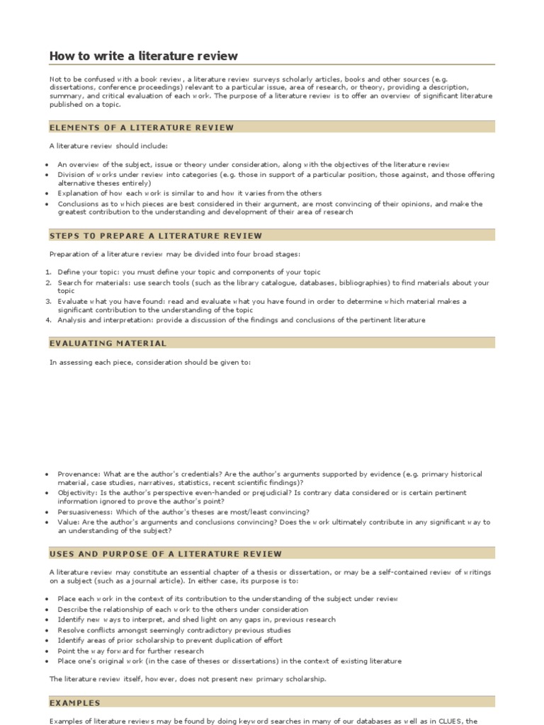 How To Write A Literature Review | PDF | Literature Review | Thesis